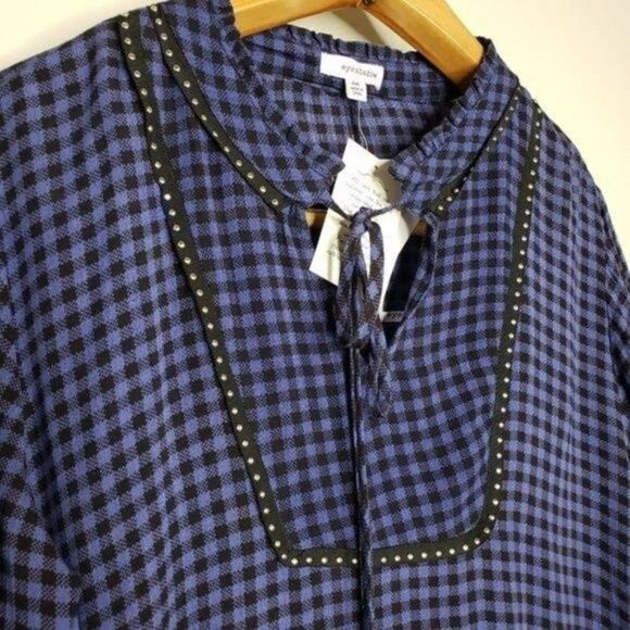 Eyeshadow NWT plaid embellished shirt OX - Picture 3 of 13